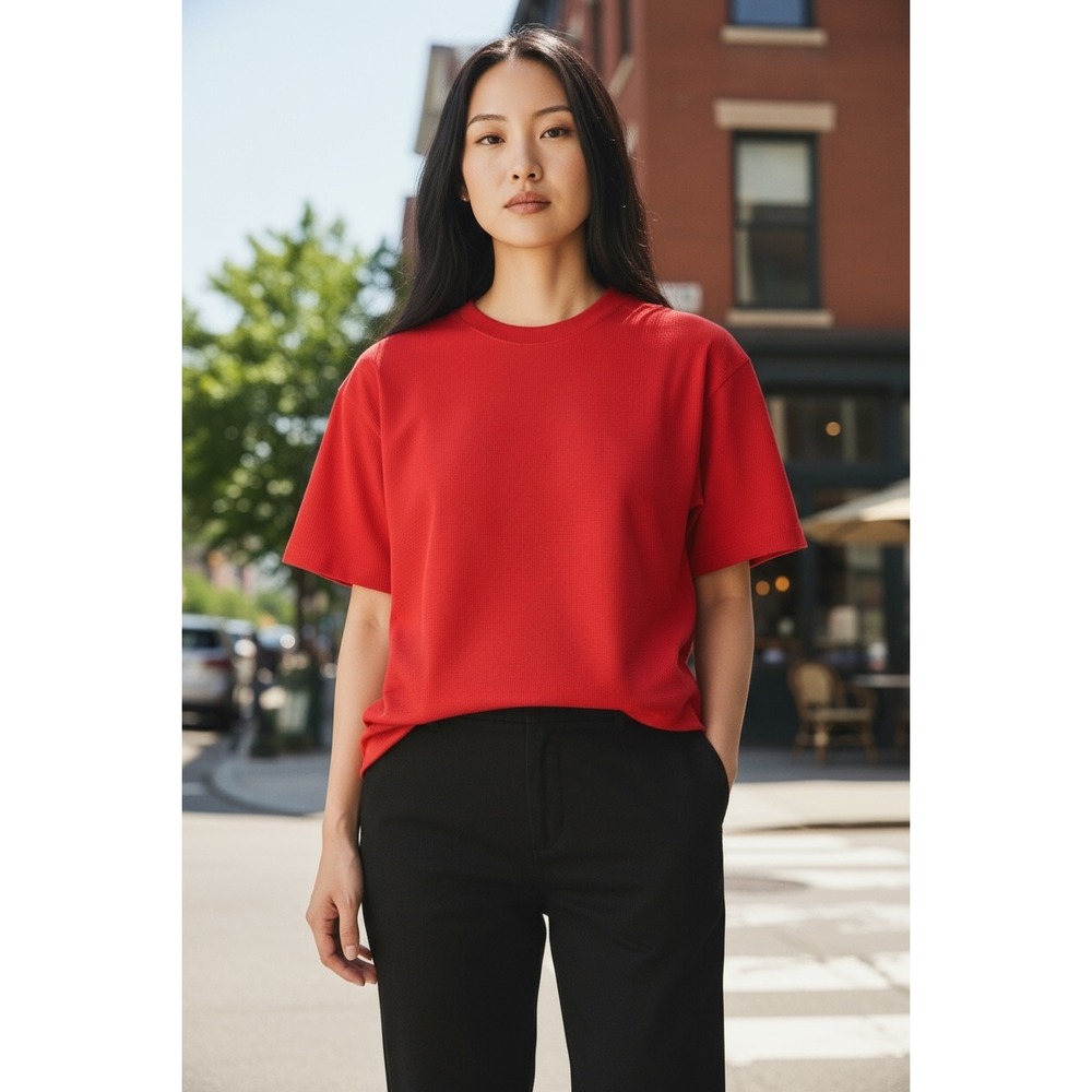 Madewell Women's XS Red Cotton‎ Perfect Crewneck Tee Soldout Color Online NWT